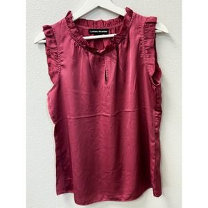 Catherine Malandrino Women's Blouse Ruffled‎ Sleeves Dress Blouse Berry Size S